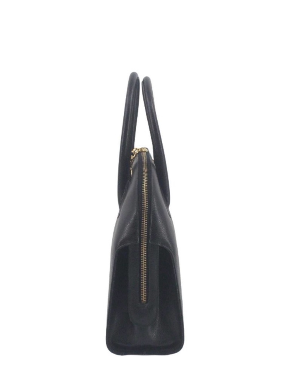 Salvatore Ferragamo Black Leather Top-Handle Satchel with Gold Hardware - Picture 6 of 7
